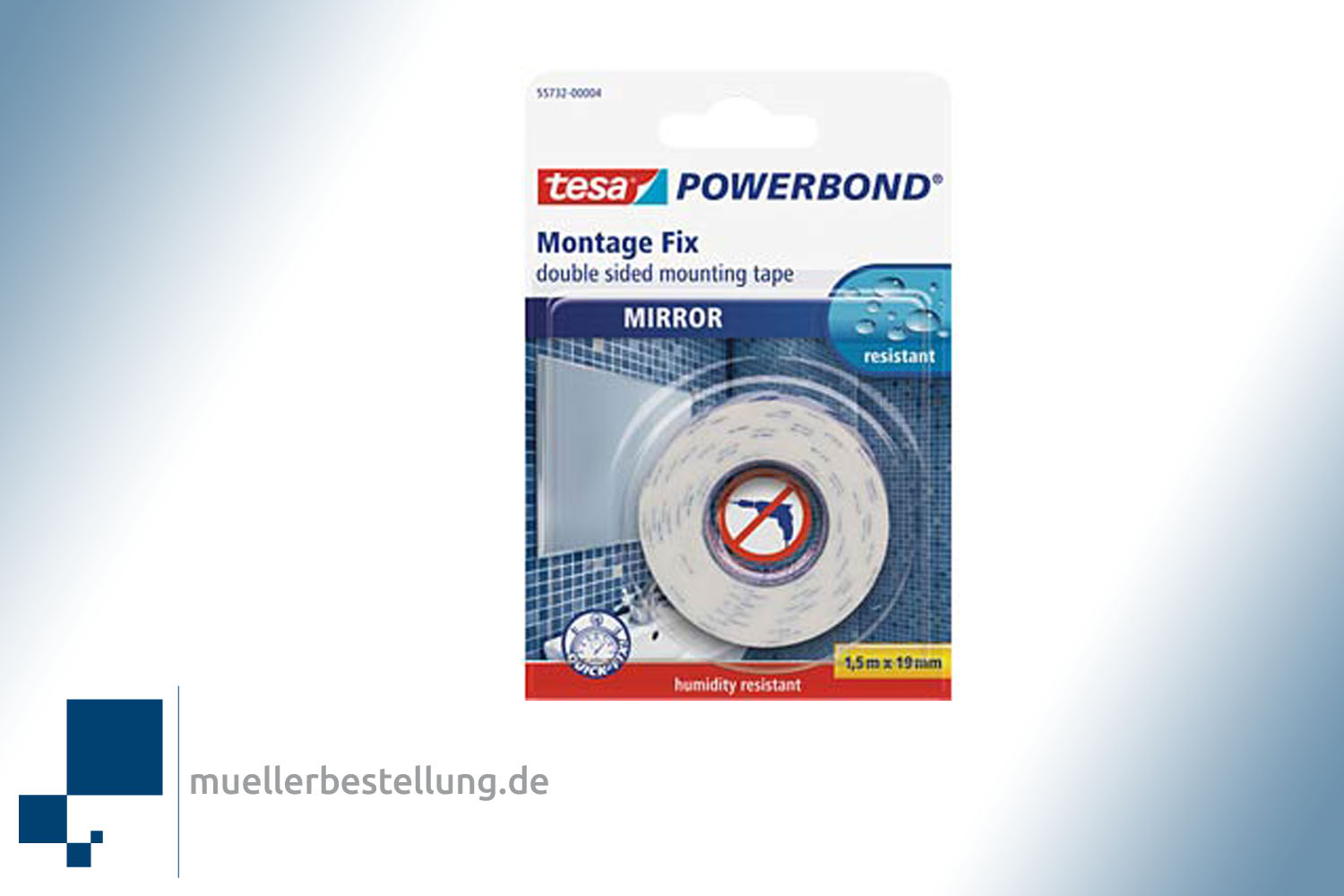 TESA 55732 nastro di montaggio specchio tesa Powerbond®, 1,5 mx 19 mm