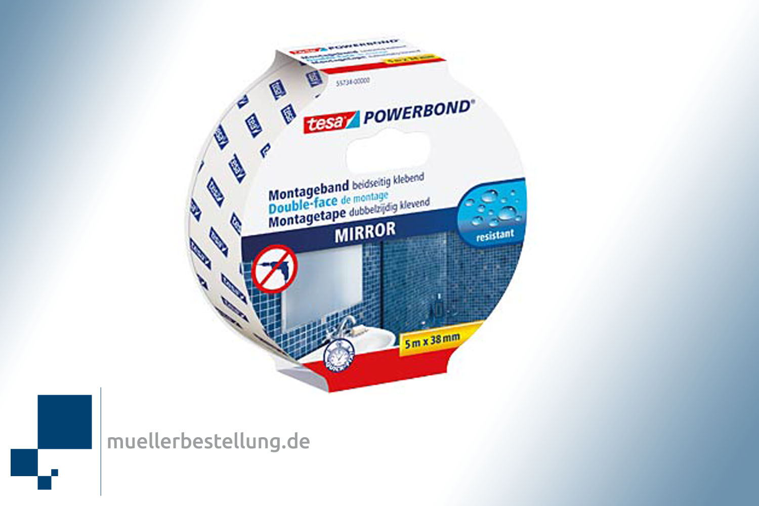 TESA 55734 nastro di montaggio specchio tesa Powerbond®, 5,0 mx 38 mm