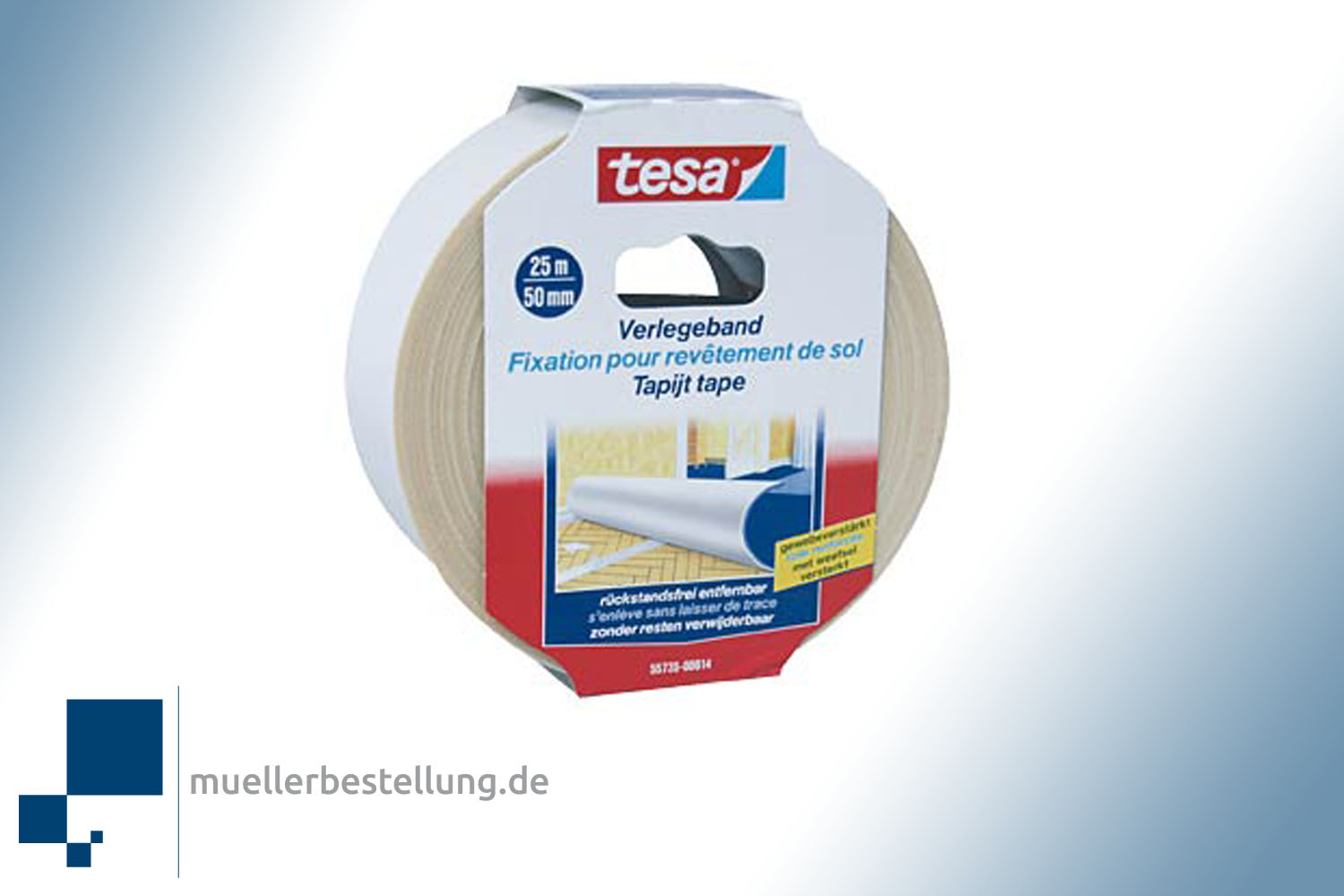 TESA 55735 Verlegeband, entfernbar, 25 m x 50 mm