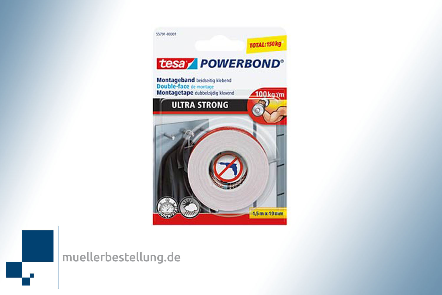 TESA 55791 montagetape tesa Powerbond® Ultra Strong, 1,5 mx 19 mm