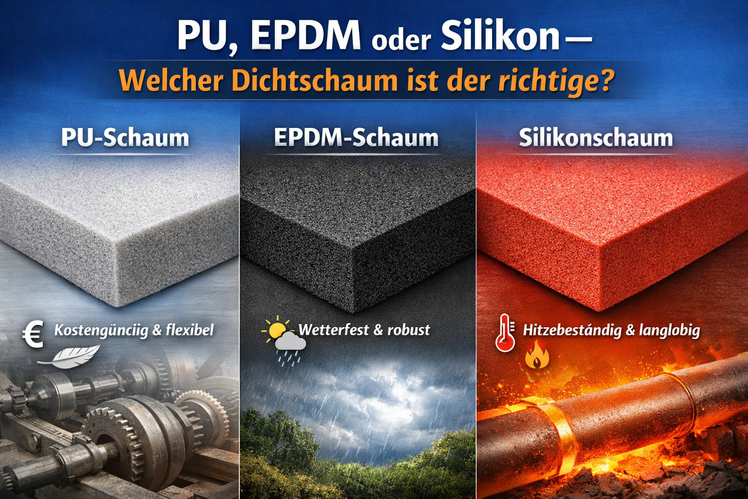 PU, EPDM oder Silikonschaum